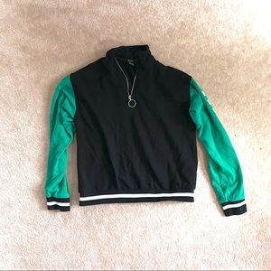 Checkerboard sleeves quarter zip